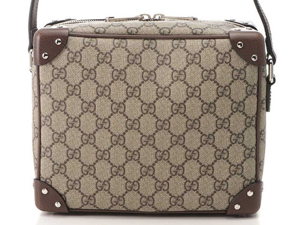 Gucci GG Supreme Shoulder Bag Leather Brown